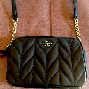 kate spade Black Crossbody Bag with Quilted Design and Gold Accents